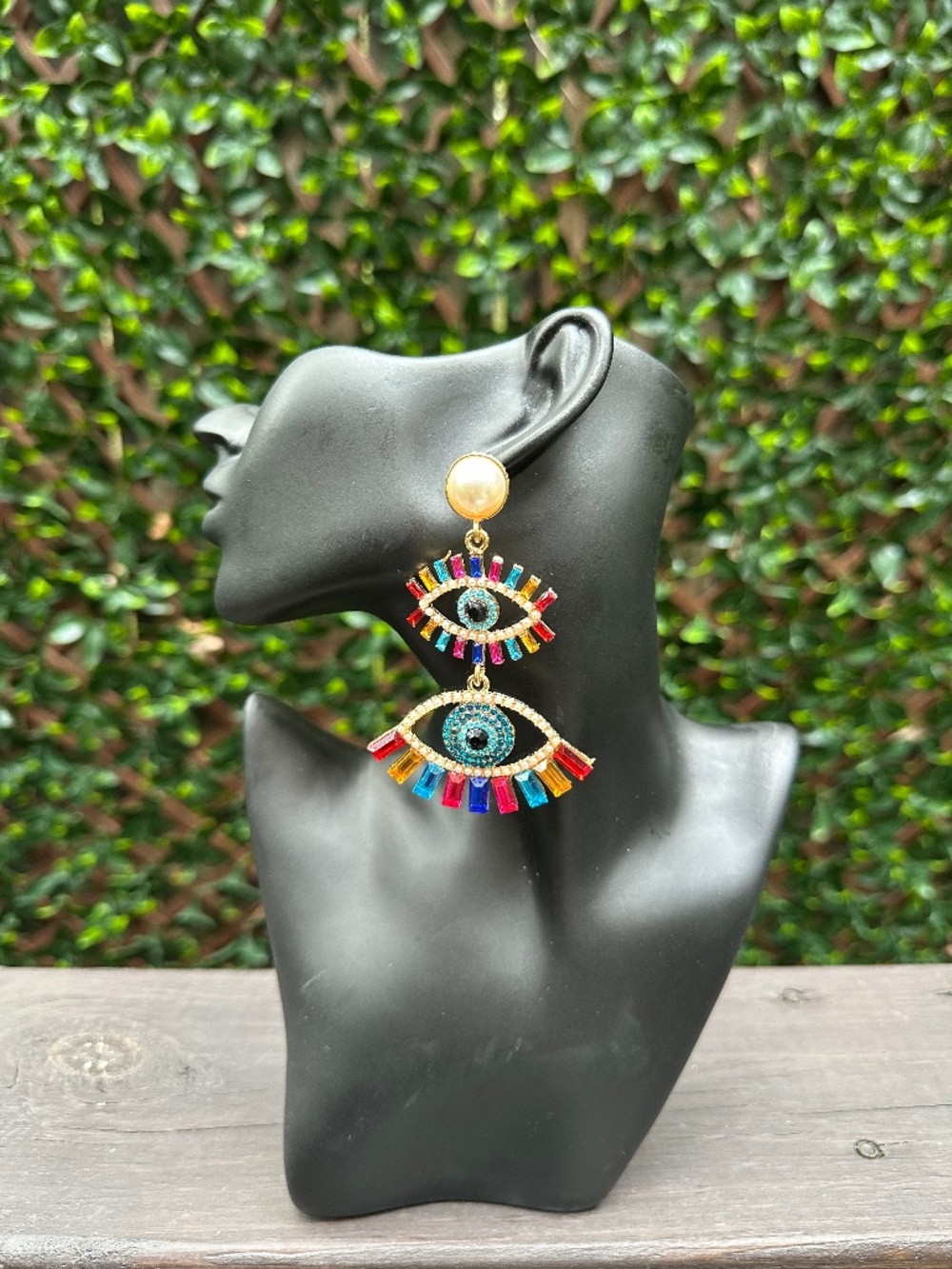 Multicolored eye earrings